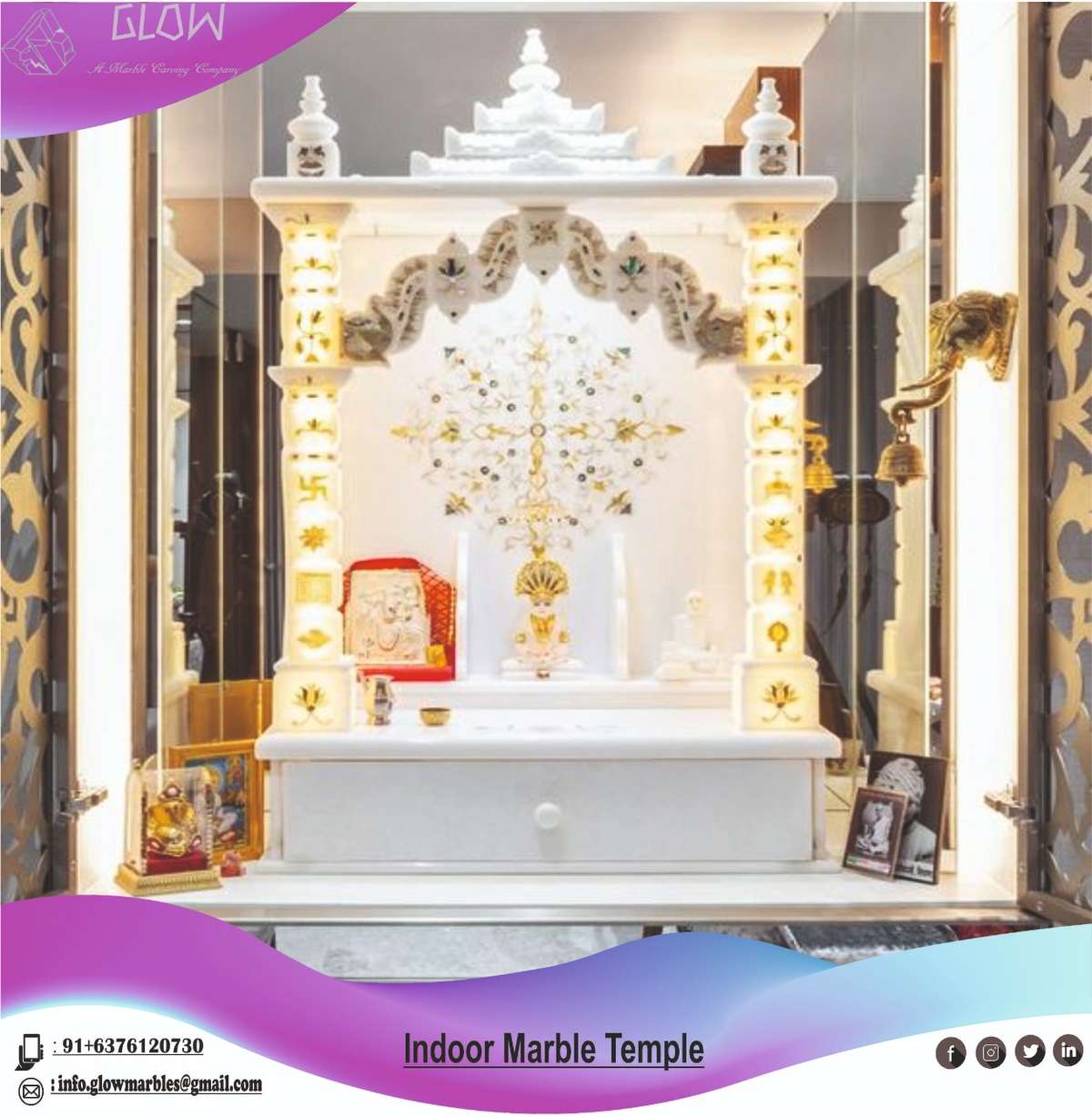 Prayer Room, Storage Designs by Building Supplies Glow Marble A Marble Carving Company, Jaipur | Kolo