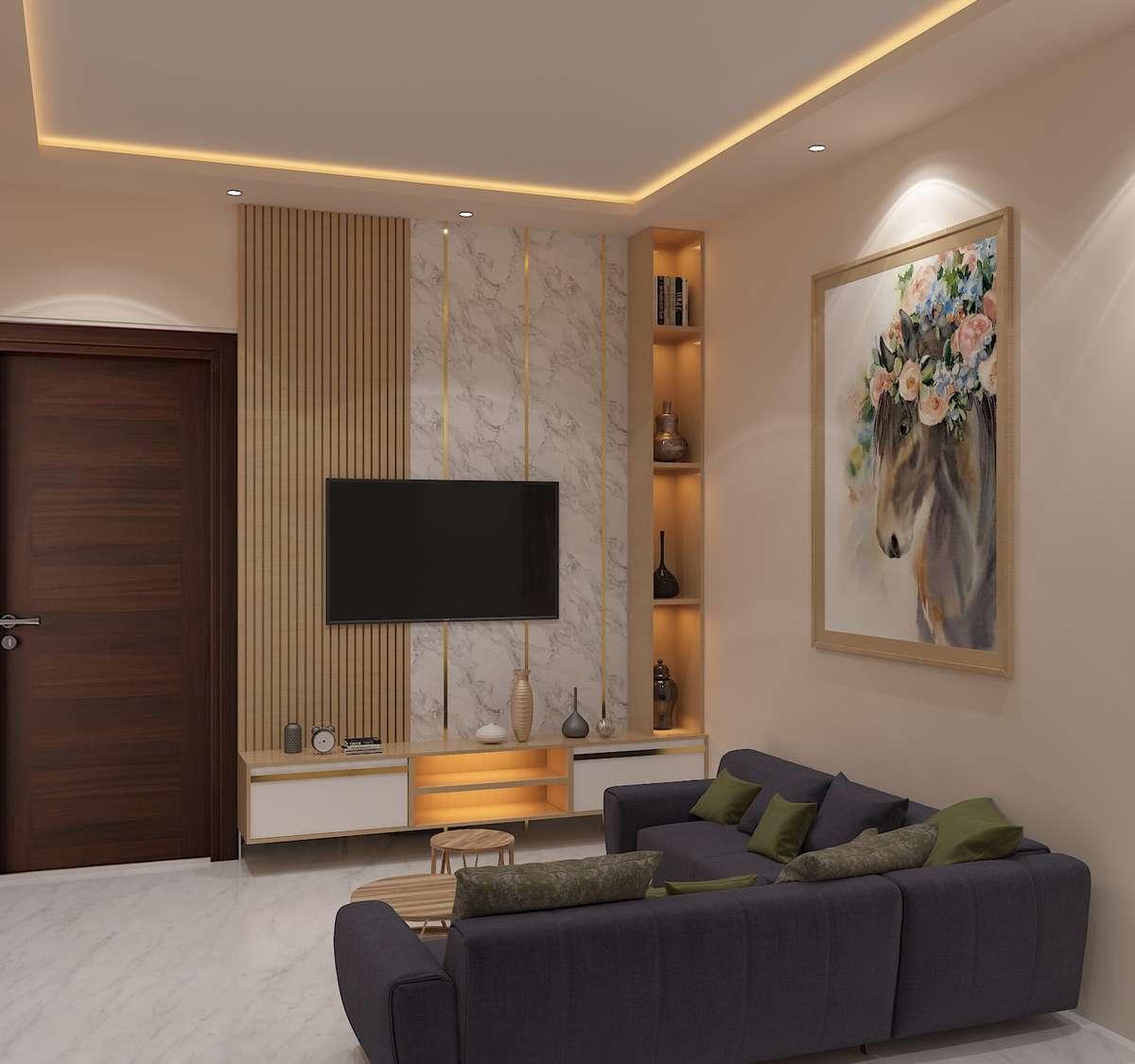 Ceiling, Furniture, Lighting, Living, Table, Storage Designs by Architect Pushpendra Gurjar, Indore | Kolo