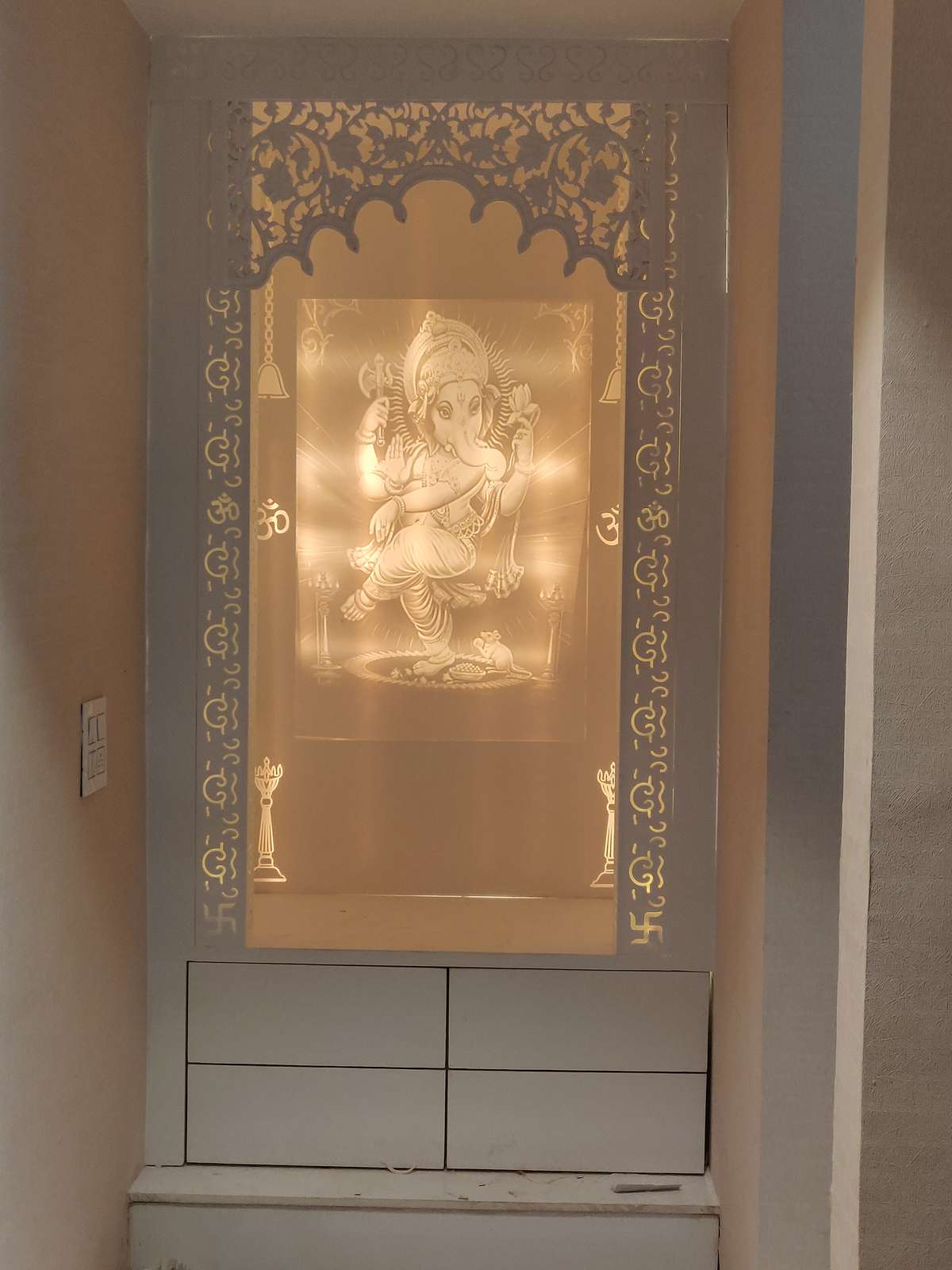 Prayer Room, Lighting, Storage Designs by Interior Designer Chirag Gandas, Gurugram | Kolo