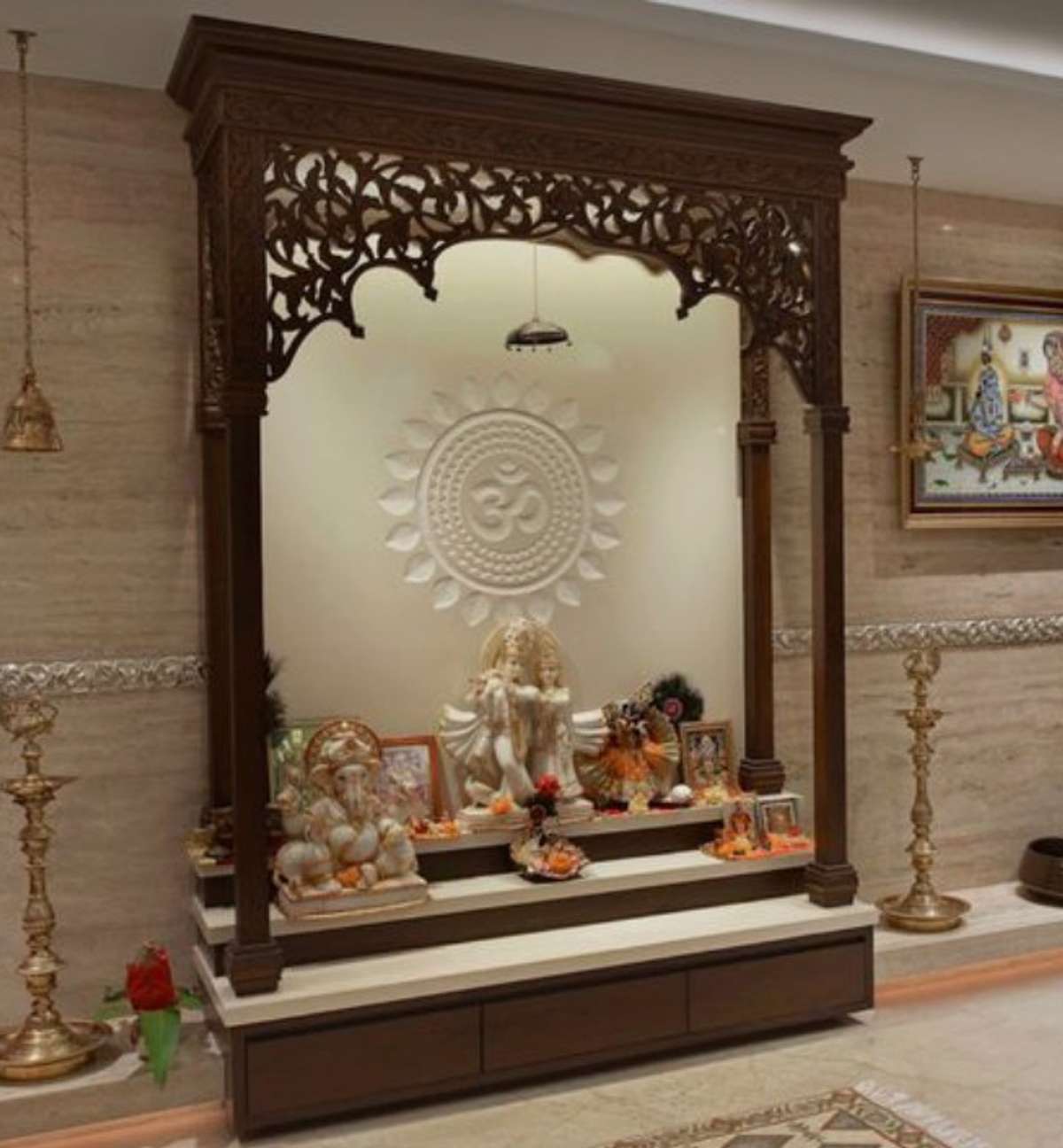 Prayer Room, Storage Designs by Contractor Rajendra Tatera, Jaipur | Kolo