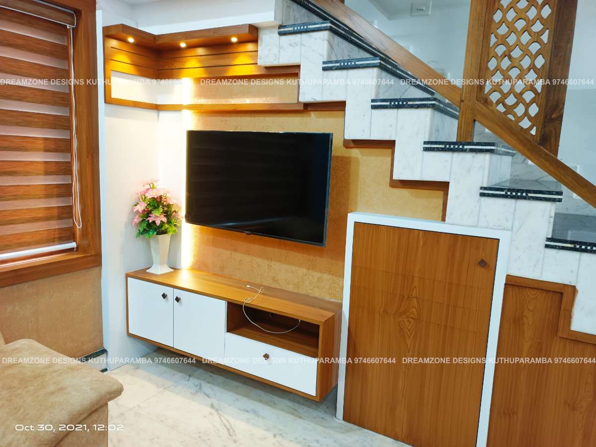 tv unit design under staircase
