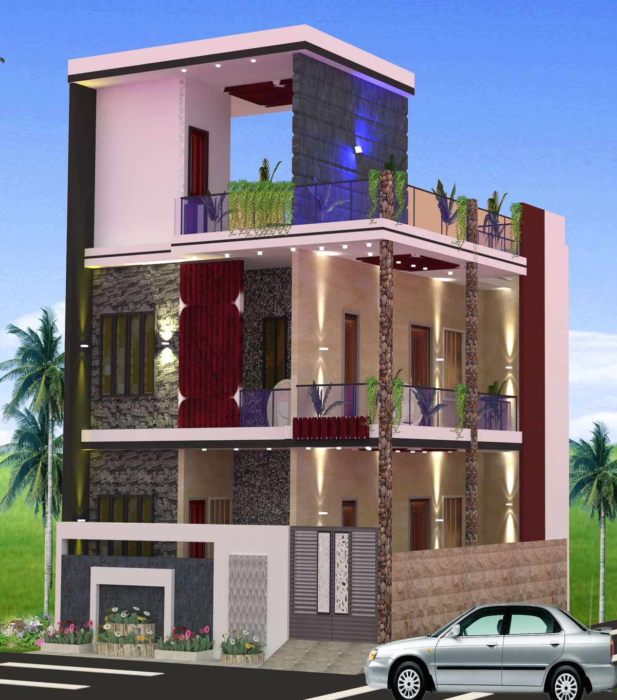 Exterior, Lighting Designs by 3D & CAD Shahrukh Khan, Hyderabad Kolo