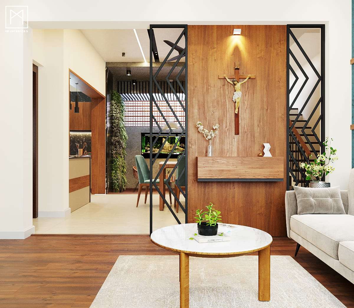 Lighting, Prayer Room, Storage, Table, Furniture, Living Designs by Interior Designer mp interiors, Kottayam | Kolo