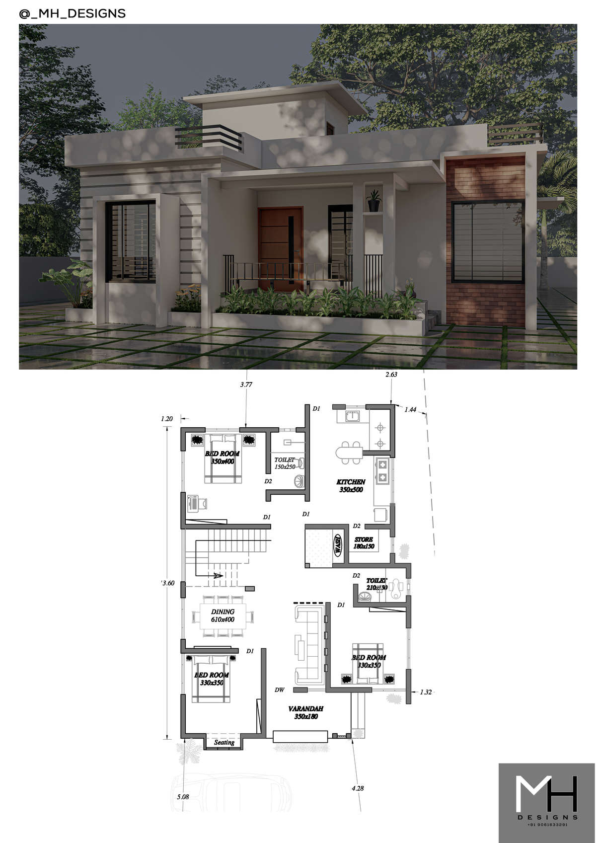 Exterior, Plans Designs by 3D & CAD MH Designs Architect, Malappuram | Kolo