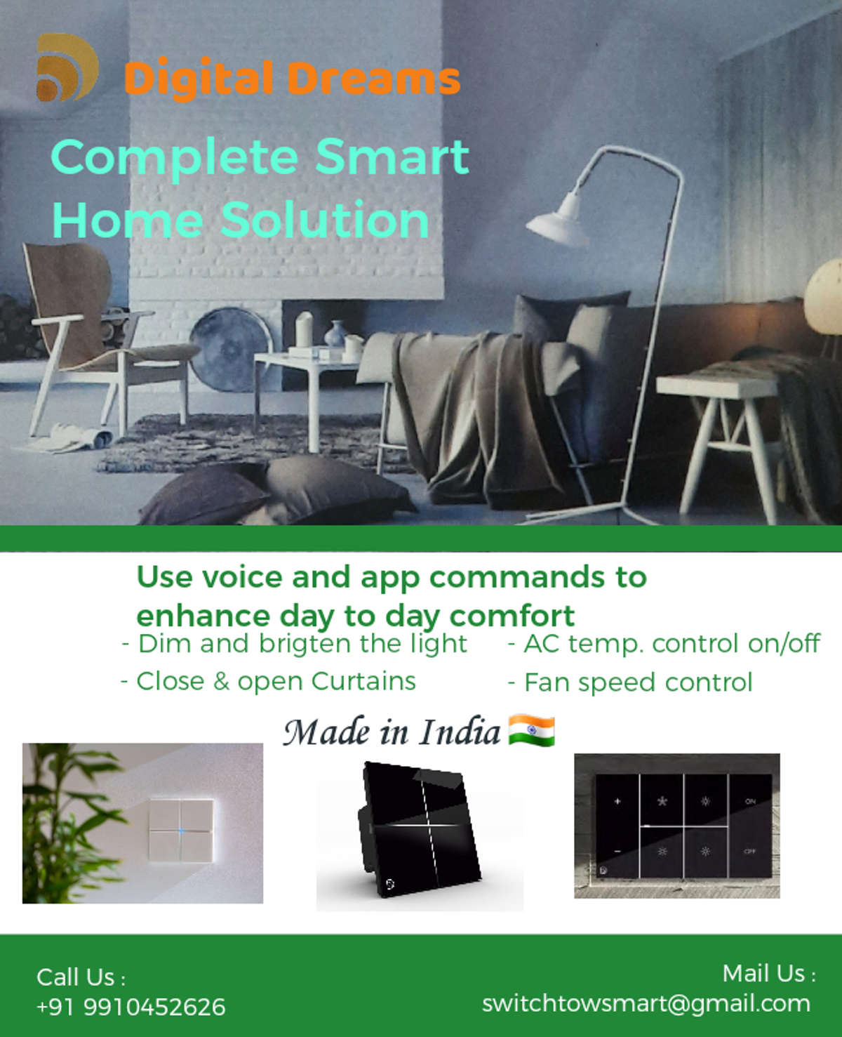 Home Automation/smart Switches made in India No Rewiring No Wall Damage Ready to install as per your comfort 