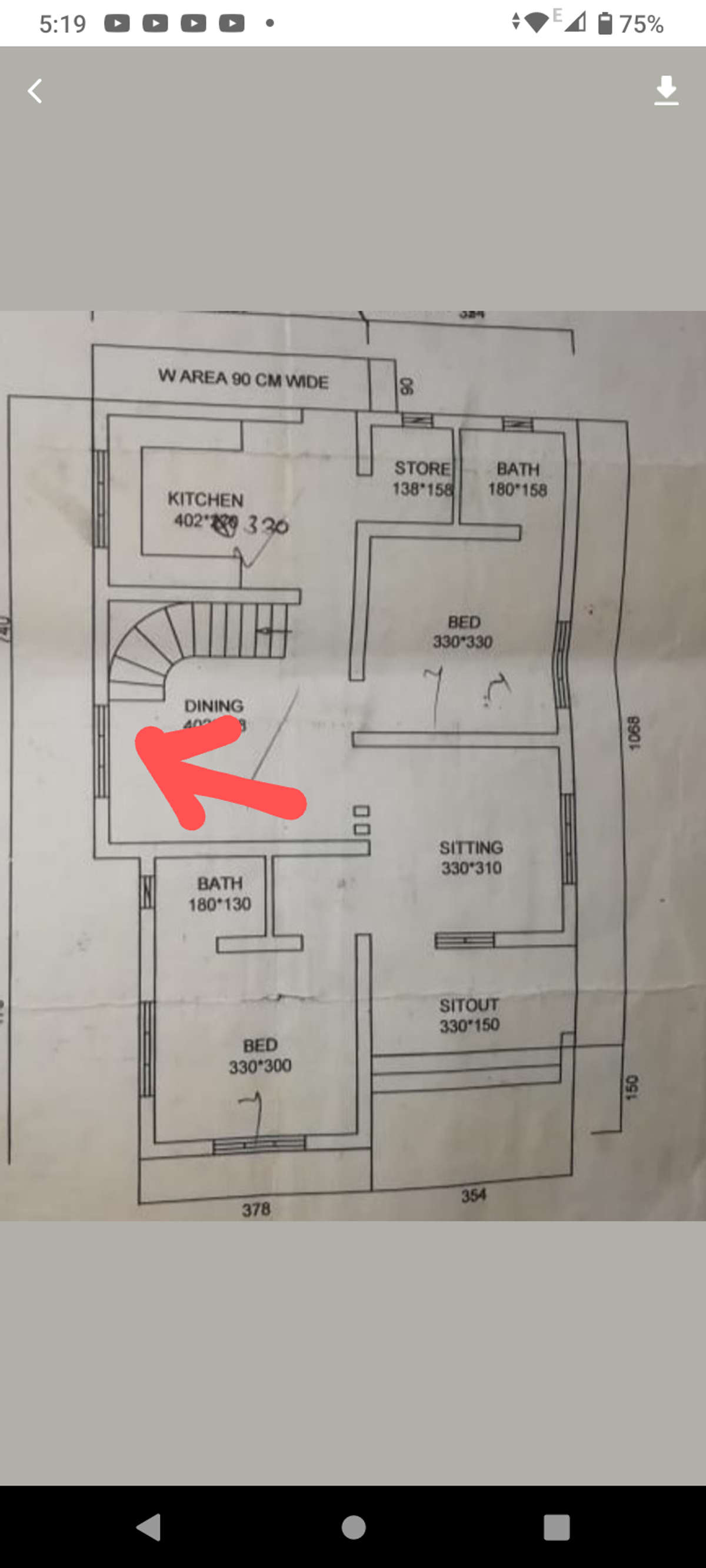 stair അടുക്കള ഭാഗത്ത്‌ നിന്ന് കയറുന്നതിലും നല്ലതല്ലേ, living room ന്റെ ഭാഗത്ത്‌ നിന്ന് കയറുന്നത്?. just oposite മറിച്ചിടുക.