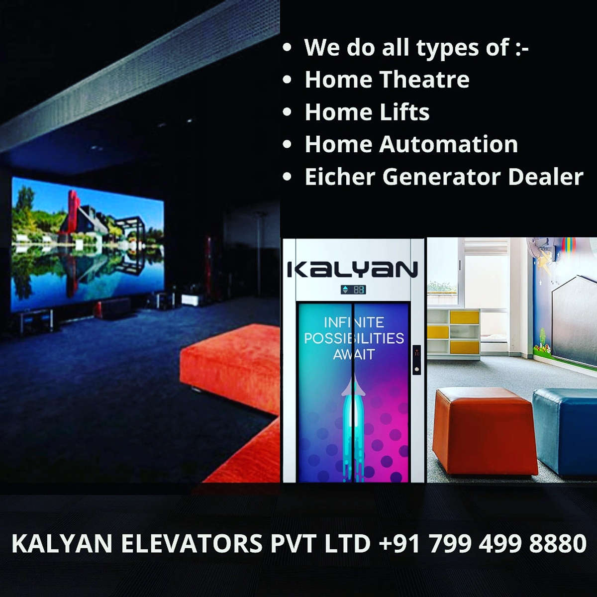 Kalyan home Elevators offers the long-awaited solution to vertical mobility within homes at affordable prices and easy-to-use features. Our customized and aesthetically designed home lifts are easily installable in preexisting homes as well as houses under construction, and help you relieve the headache of climbing. More details:- call....