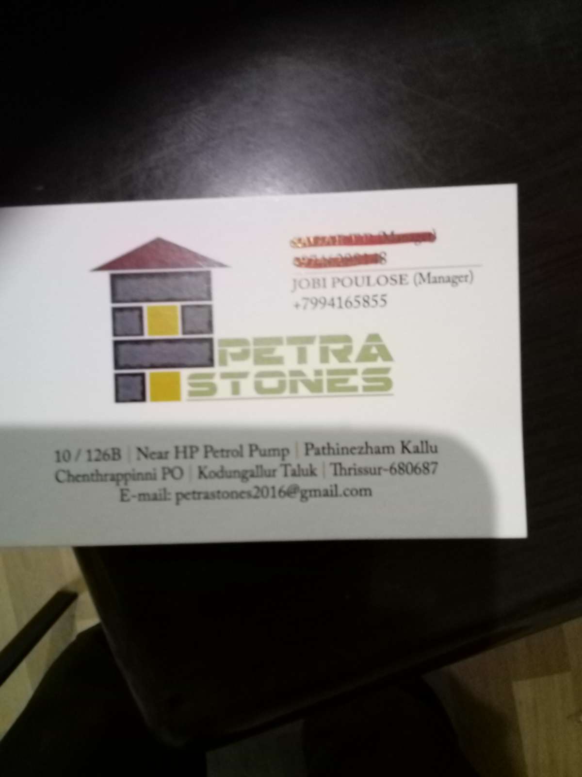 We are PETRA STONES dealing in all types of Natural stone wall cladding, wall panels, Stone mosaic, Garden stones, Paving/Laying stones, Pebbles, Stone Veneers, Natural & artificial grass etc. 

We had clients from all over Kerala & Other states
Poonam Grihnirman Pvt.Ltd., MUMBAI
Green Cabana Wayanad
PEC builders & contractors Kollam
Public Work Contractors Thumba, Thiruvananthapuram
Rubber Products Factory, Kottayam
Pentagon Architect, Guruvayoor
Kaushikam Builders Pvt. Ltd., Kodungallur etc. 
are some of our clients.

We are ready to serve you as a trustworthy in all your Stones and landscape works
