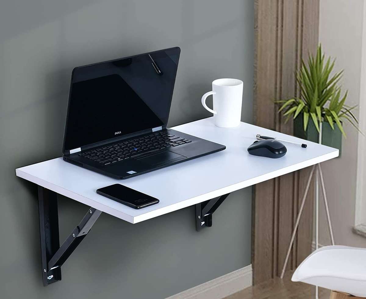 QARA Folding Wall Mounted Engineered Wood Study Table Office Table Stand Laptop Table Foldable Work Table