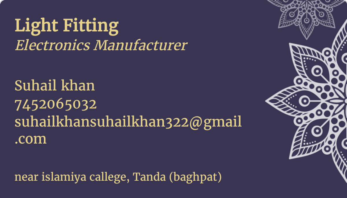 i am electrician sir my name is suhail khan my contact number  if u need to call me please 