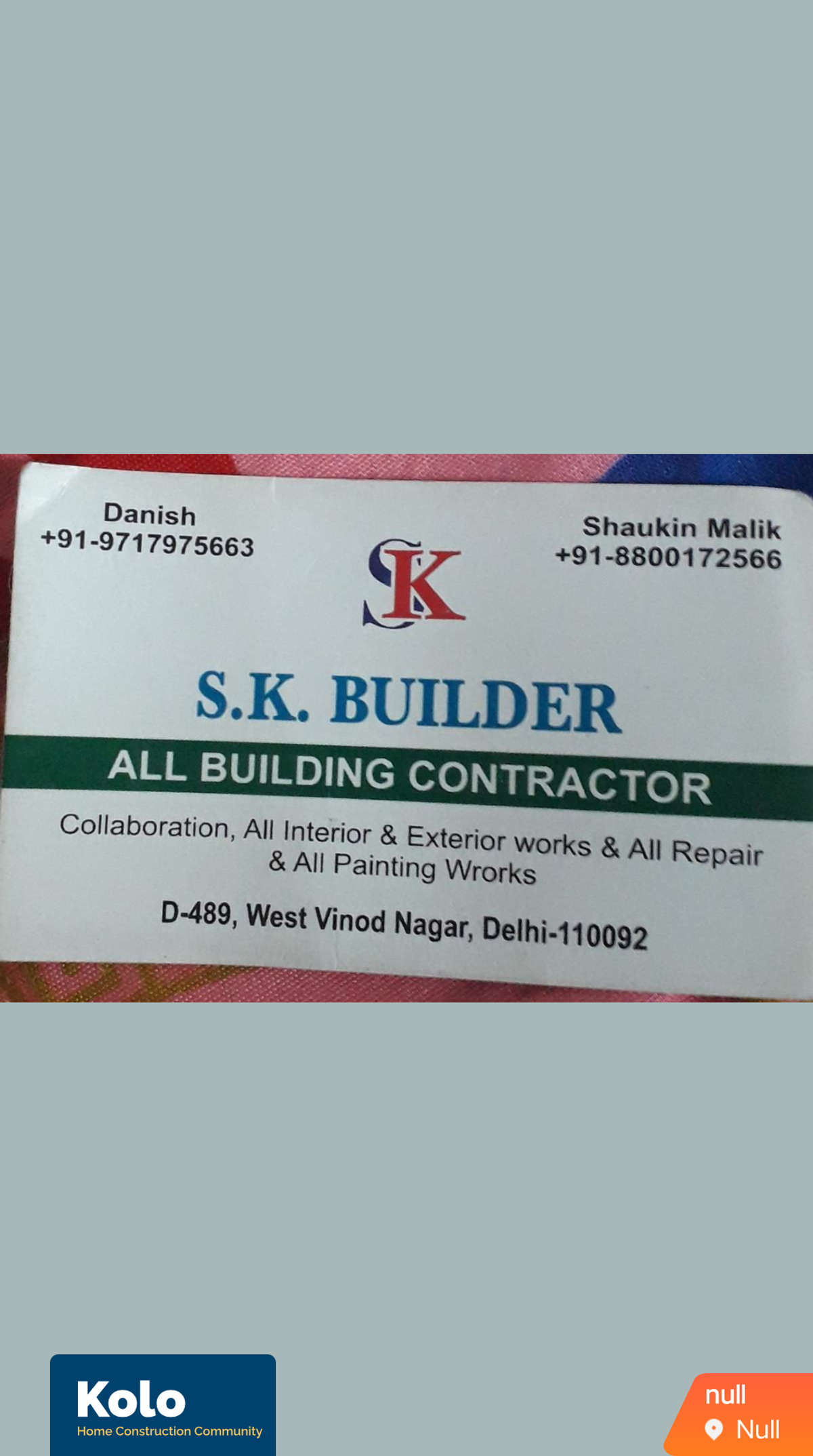 all warking   bilding contractors to call 