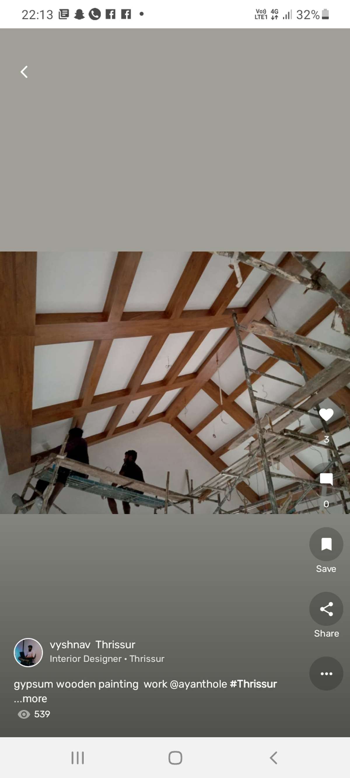 this ceiling  gypsum with wooden painting 