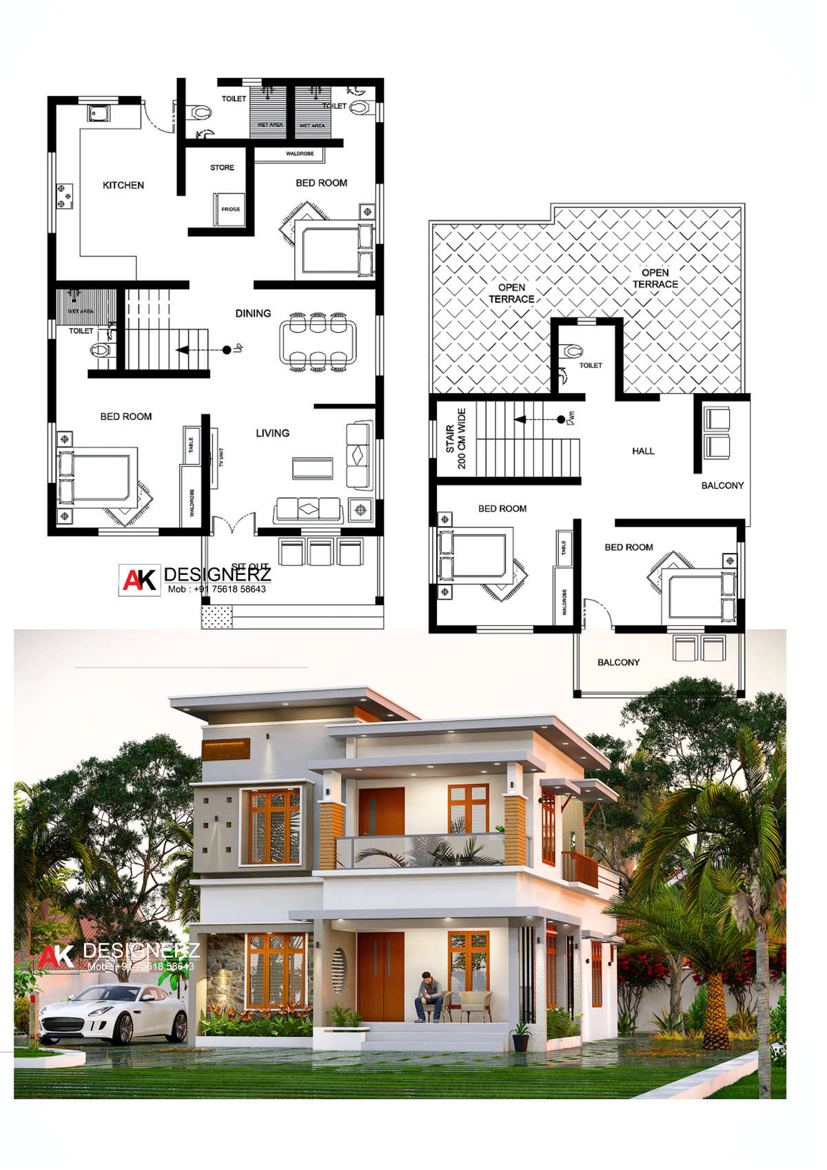 PLAN & 3D elevation ❕