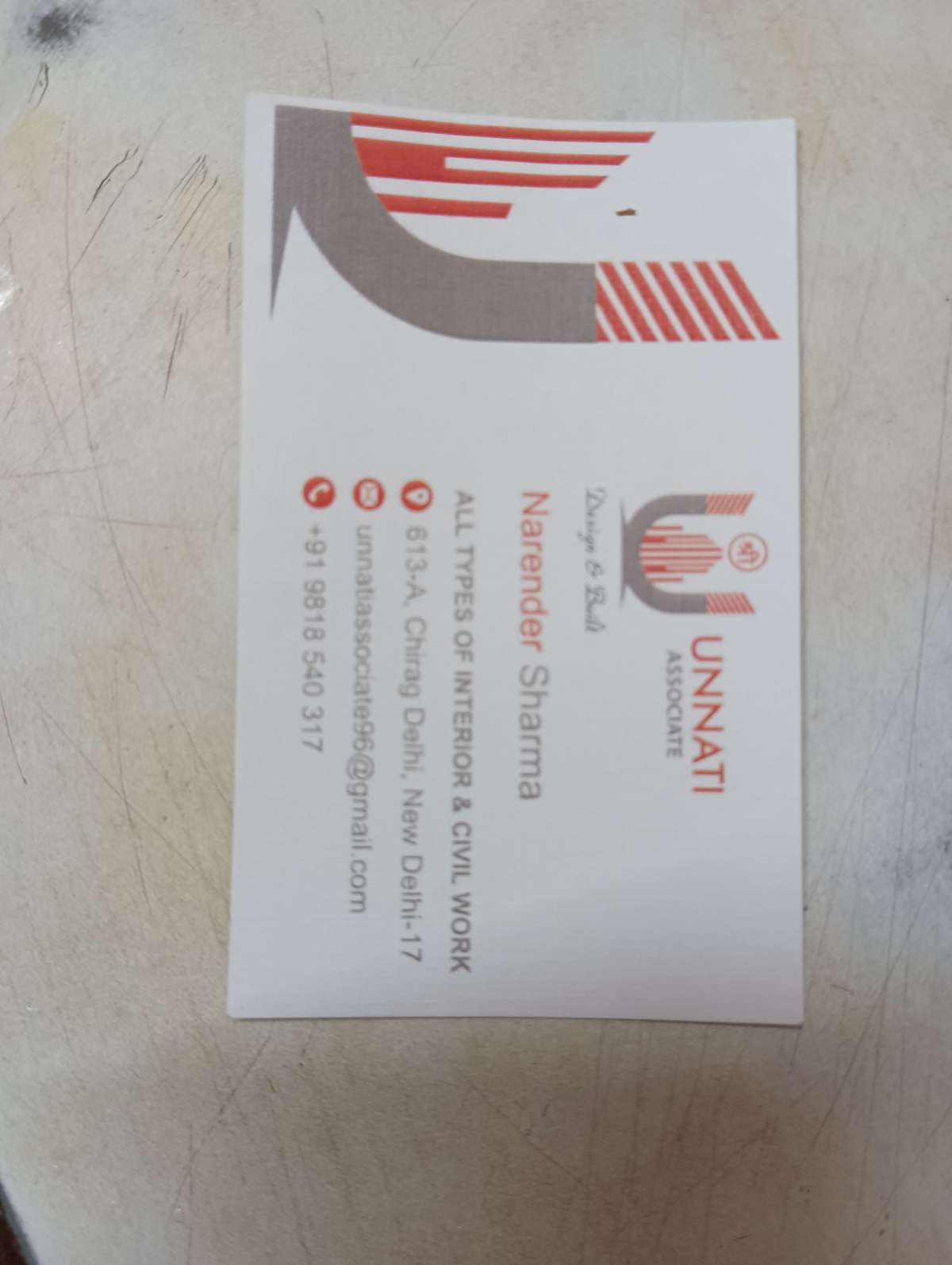 Dear Sir, 
please call me for your satisfaction house design and construction
thanks and regards
Unnati associate
Narender Kumar Sharma
9818..540317