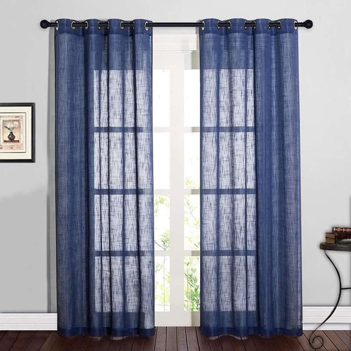 The Trendy House Cotton Linen Solid Curtain for Door with Eyelet Rings