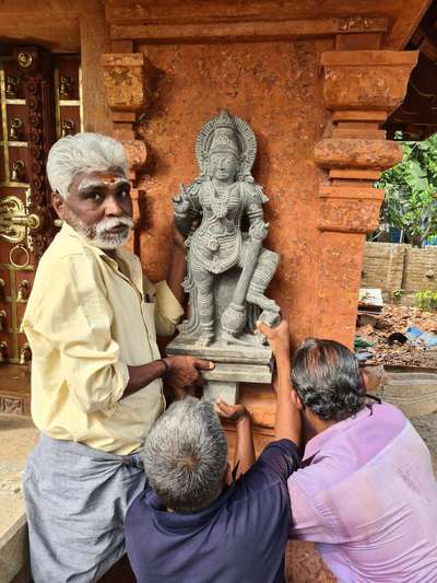our team is always there to bring the best out of everything. Slatestone idol on laterite wall give an extra beauty. one of the fine ongoing temple work