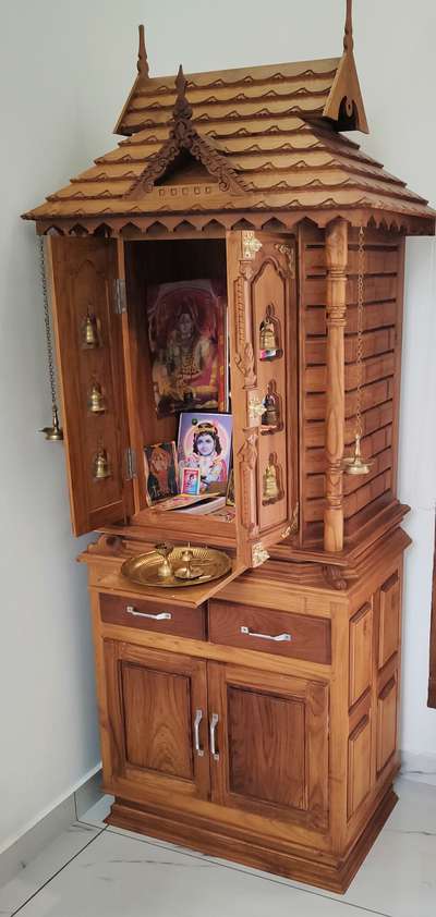 new model teak wooden pooja room