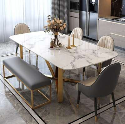 Marble top six seater dining set
#marbletops #DiningTable #luxurydesign #vinaychoudhary 
#metalharbor #powdercoated