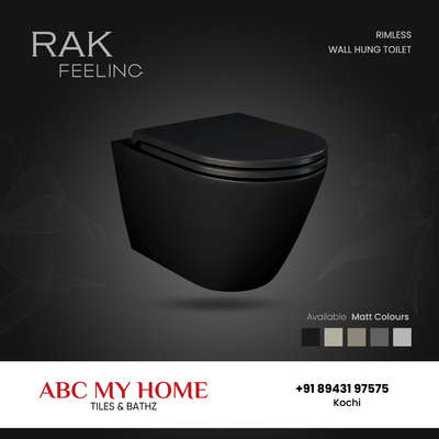 An ideal way of sleeking the contemporary feel of modernity to your bath space with Rak Wall hung toilets. The stylish matt black finish and rimless pan for easy cleaning and hygienic flush will transform your bathroom into a modern vibrant space. Let's add a touch of class and luxury to your bathroom with RAK Feeling.

For more details, feel free to call us on +91 89431 97575

#abcmyhome #sanitarywareshowroom #wallhung #wallhungwc #wallhungbasin #wallhungtoilet #wallhungcloset #wallhungvanities #wallhungtoilets #bathroomdesign #bathroomdecor #bathroomremodel #bathroomaccessories #tileshop #alappuzha #kochi #kerala #kitchenhacks #interiordecors #abcmyhomealappuzha