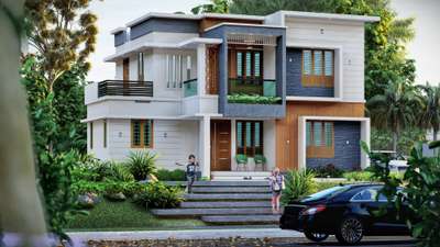 പുതിയൊരു exterior design
#3d #3DPlans #ContemporaryHouse #moderndesign #MrHomeKerala #KeralaStyleHouse #ElevationHome