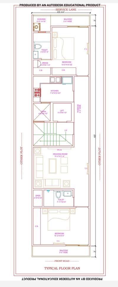 16 x 60 House plan  #2DPlans  #SmallHomePlans
