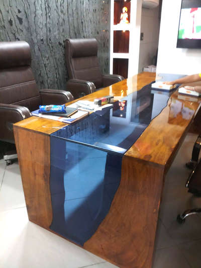 solid wooden Table with Glass