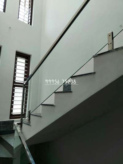 #stainless steel handrail  #glass rail   #StaircaseDecors