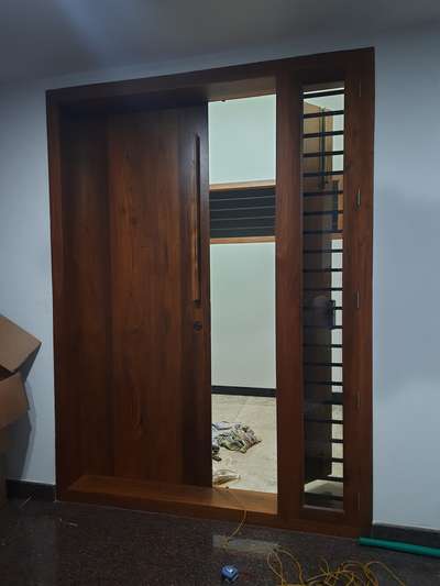 simple teak wood🌹front door with🌹wooden handle, Marasala interiors