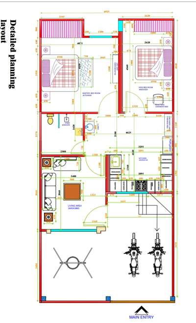 2 bhk 2d layout design