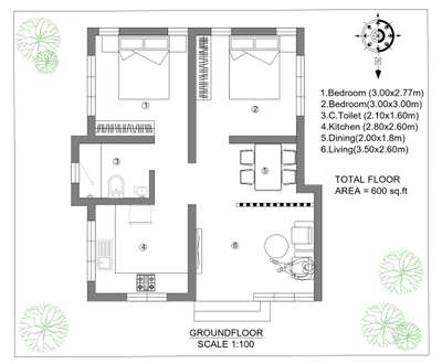600sqft small house floor plan  #budgethomeplan  #600sqft #keralahomeplans  #FloorPlans