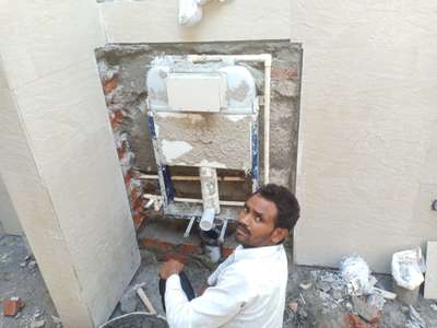 plumbing works wall mounted WC fixing