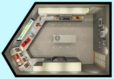 3d kitchen design of top view 👀