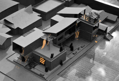 Monochrome Physical model with mill board  #architecture #manuel #model