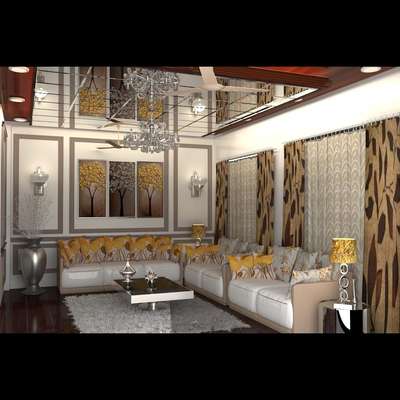 Living room design in 3d render