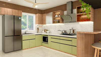 Kitchen Interior Design
 #ClosedKitchen #KitchenIdeas #LargeKitchen #LShapeKitchen #KitchenCabinet #WoodenKitchen