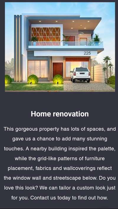 Home Renovation Services - Get A Free Design Consultation
Get Free Project Estimate. Budget friendly solutions. Affordable Home Interiors Solution
#bhatiyainterior #homerenovation 
#frontElevation #InteriorDesigner 
https://www.bhatiyainterior.com/