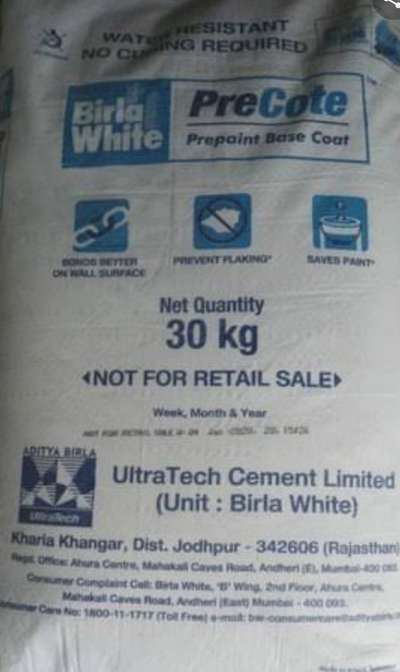 *Birla Project Putty*
30 kg pre coat Birla Putty at least 50 bags @ rs 520/- F. O. R. site Indore City... dt. 27-05-2022 ... prices can change as company price hike...