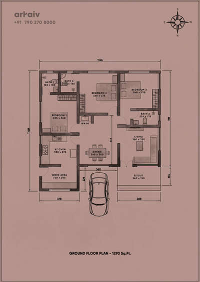 Ground Floor Plan
 #FloorPlans  #NorthFacingPlan  #3BHKHouse
