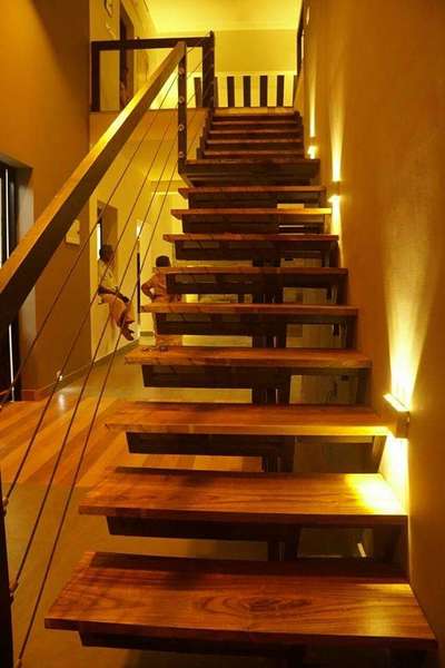 metal staircase with wood