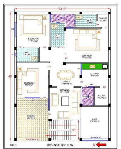 33'-6" X45'-0" 3BHK house plan ₹₹₹  #sayyedinteriordesigner  #3BHKPlans  #FloorPlans