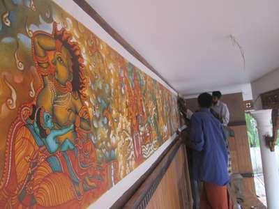 Sreekrishna Leela Mural Paintings..Size 28 X3 feet @ Alappuzha..#mural  #muralpainting #muralpaintingoncanvas #artwall  #artwotk #WallDesigns