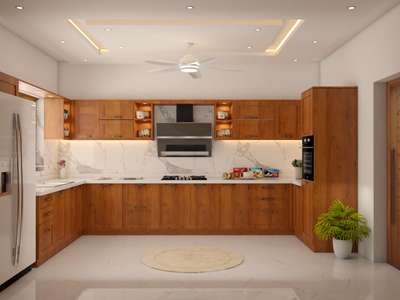 modular kitchen in teak wood