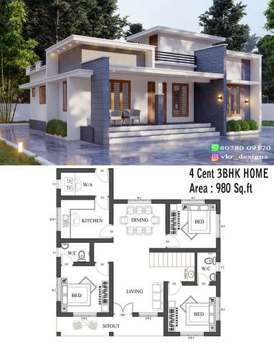 980 sqft 3bhk budget home
for more details contact
 #900sqfthouse  #3BHKHouse  #3BHKPlans  #KeralaStyleHouse  #ContemporaryHouse  #1000SqftHouse