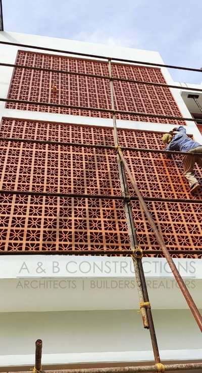 Terracotta Jali Wall for privacy at Kakkanad residence for Mr. Ershad