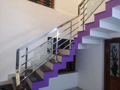 Steel handrail with glass