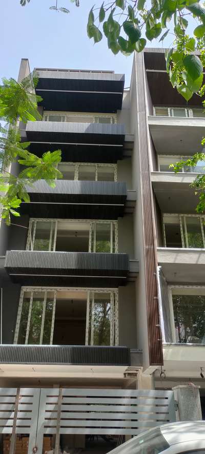 Wpc louvers in exterior cladding Susant Lok phase 1 gurgaon