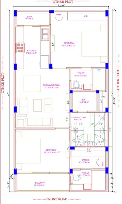22'-6" x 40'-0" House plan  #FloorPlans  #2DPlans  #2dDesign