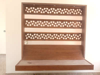 wall holding seating with teak vineer and cnc cutting /no leg