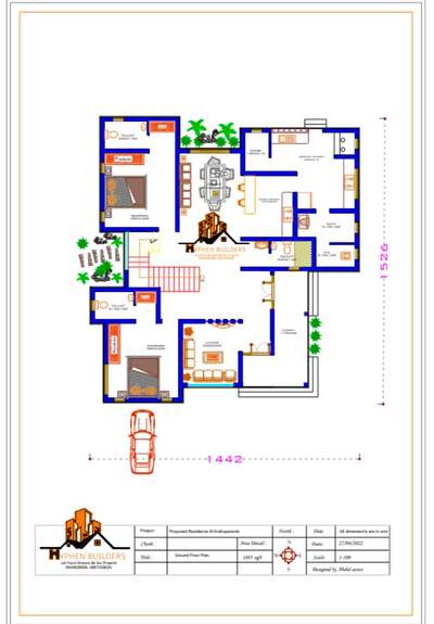 1800sqft home plan #KeralaStyleHouse  #HouseConstruction  #Contractor  #FloorPlans  #Kannur  #Kasargod  #moderndesign  #modernhome