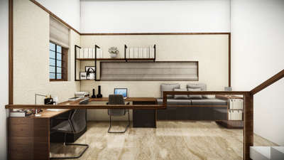 interior  #architecturedesigns  #studyroomdesign  #mezzaninefloor #interriordesign #WoodenWindows #studytable